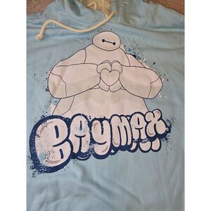 Disney Big Hero 6 BAYMAX Graffiti-Style Light Blue Hoodie Size Large